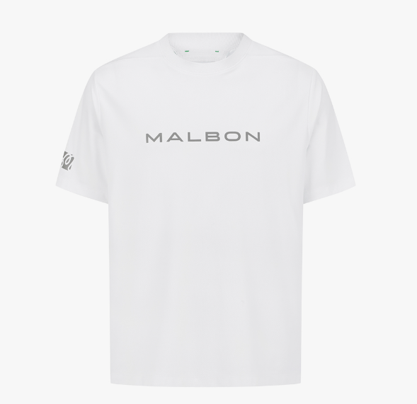 Malbon men's white cooling performance T-shirt front view