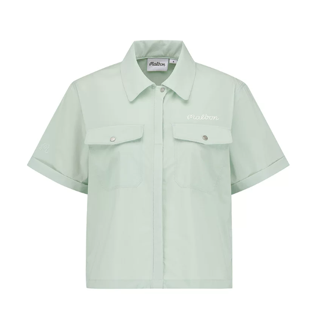 Malbon women's mint green utility golf shirt front view