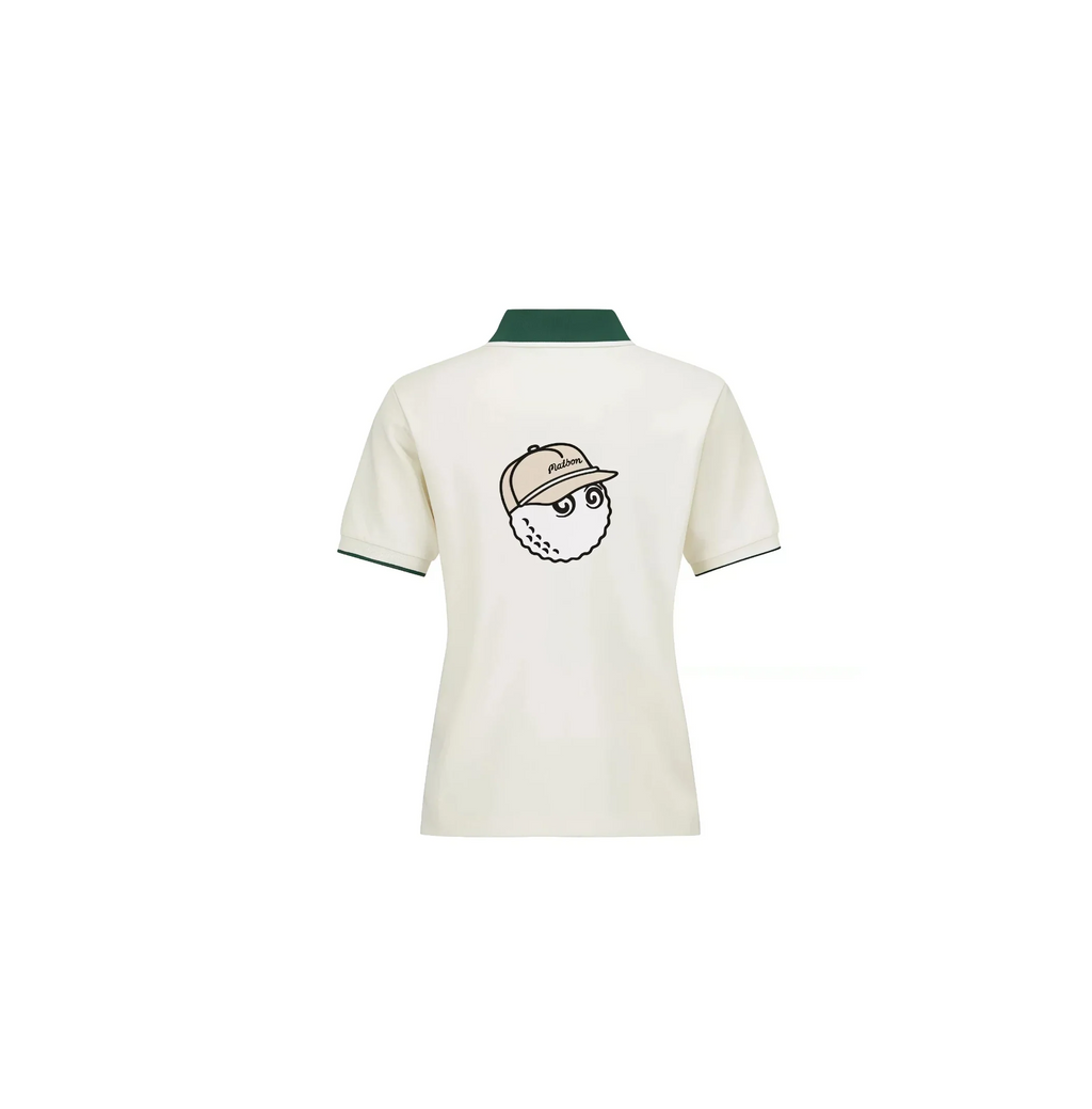 Malbon women's colour-block embroidered golf polo in Apricot - image 2