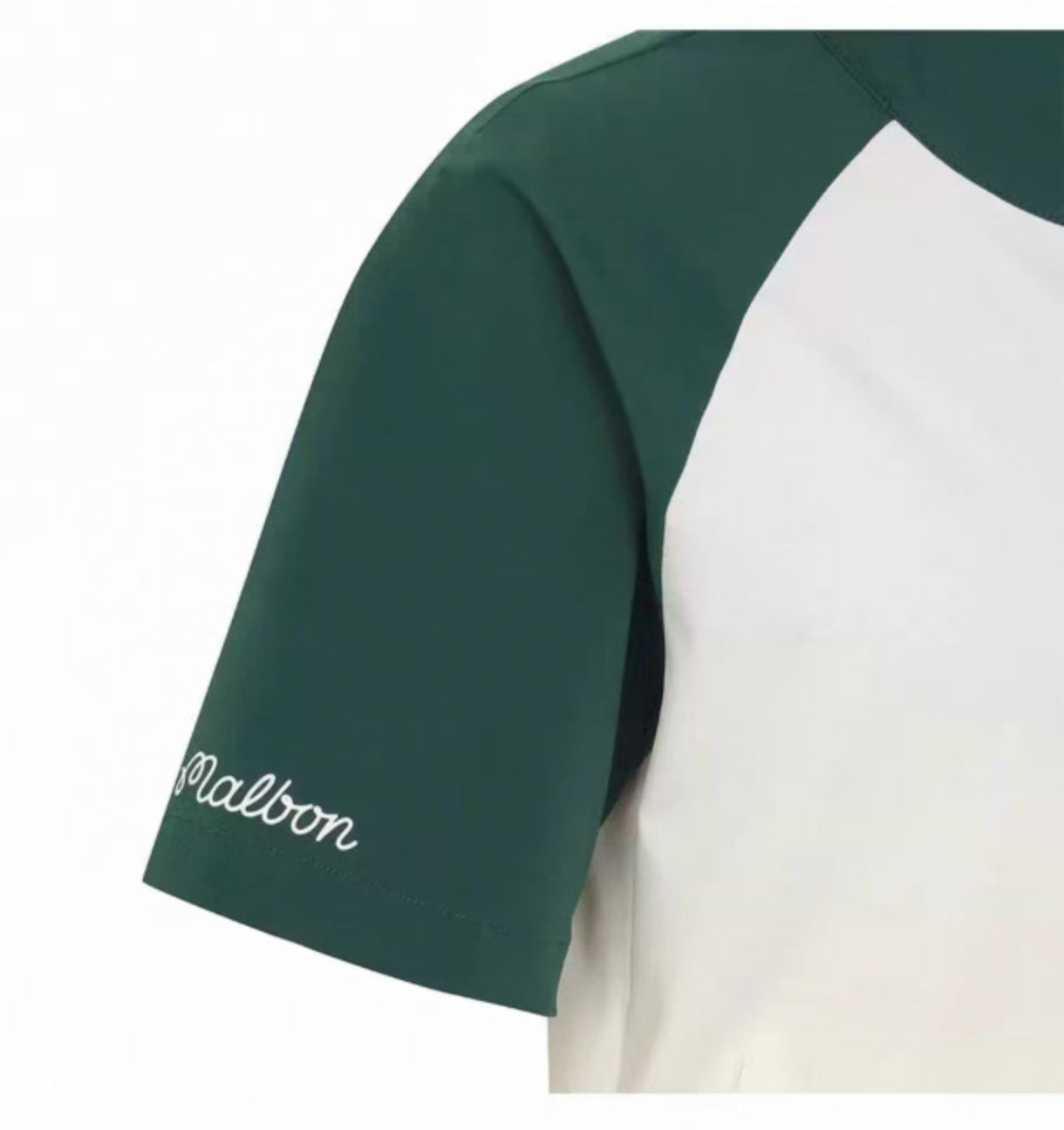 Malbon Golf Women’s Quick-Dry Stand Collar Sports Top green sleeve logo detail