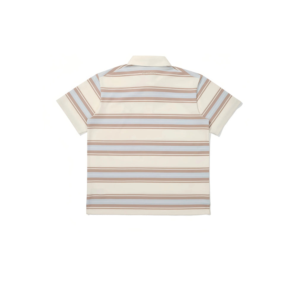Malbon striped golf polo sleeve and shoulder seam detail
