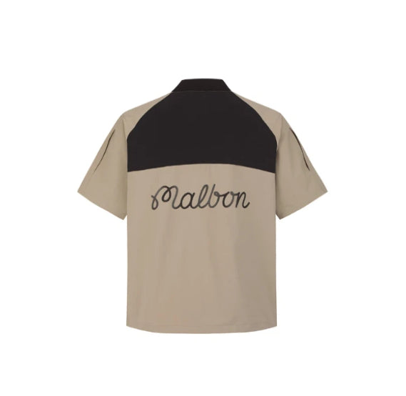 Malbon men short sleeve jacket coffee back view