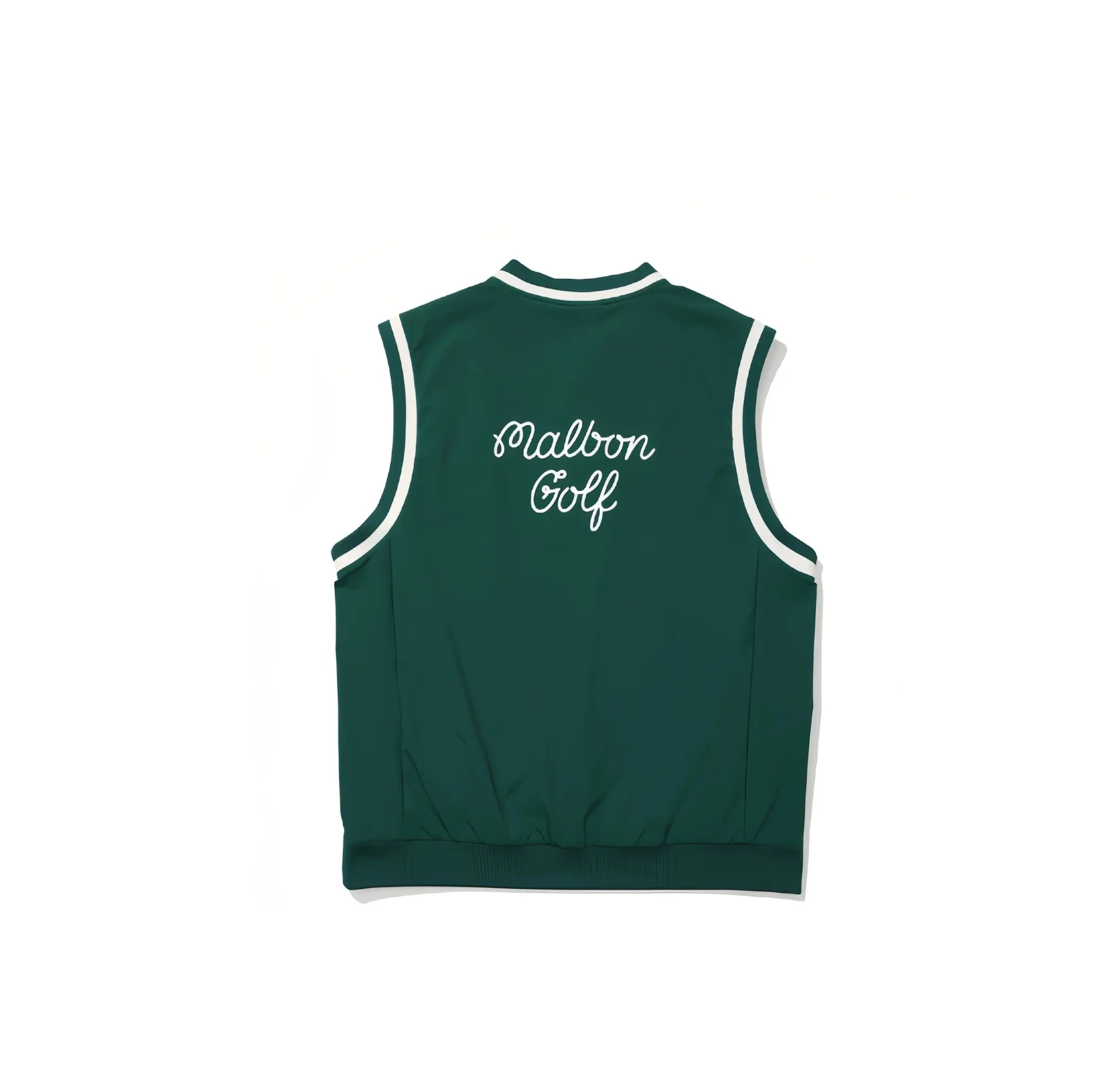 Malbon Men's Golf Vest - Casual Sport Sleeveless Outerwear Green back view