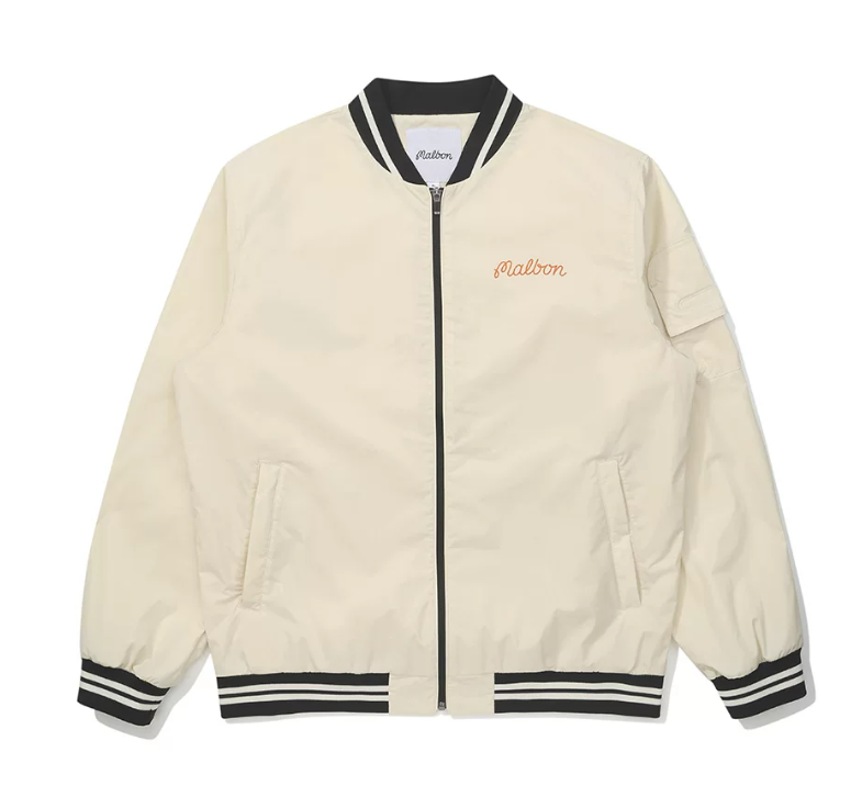Malbon men Cream technical waterproof golf jacket front view