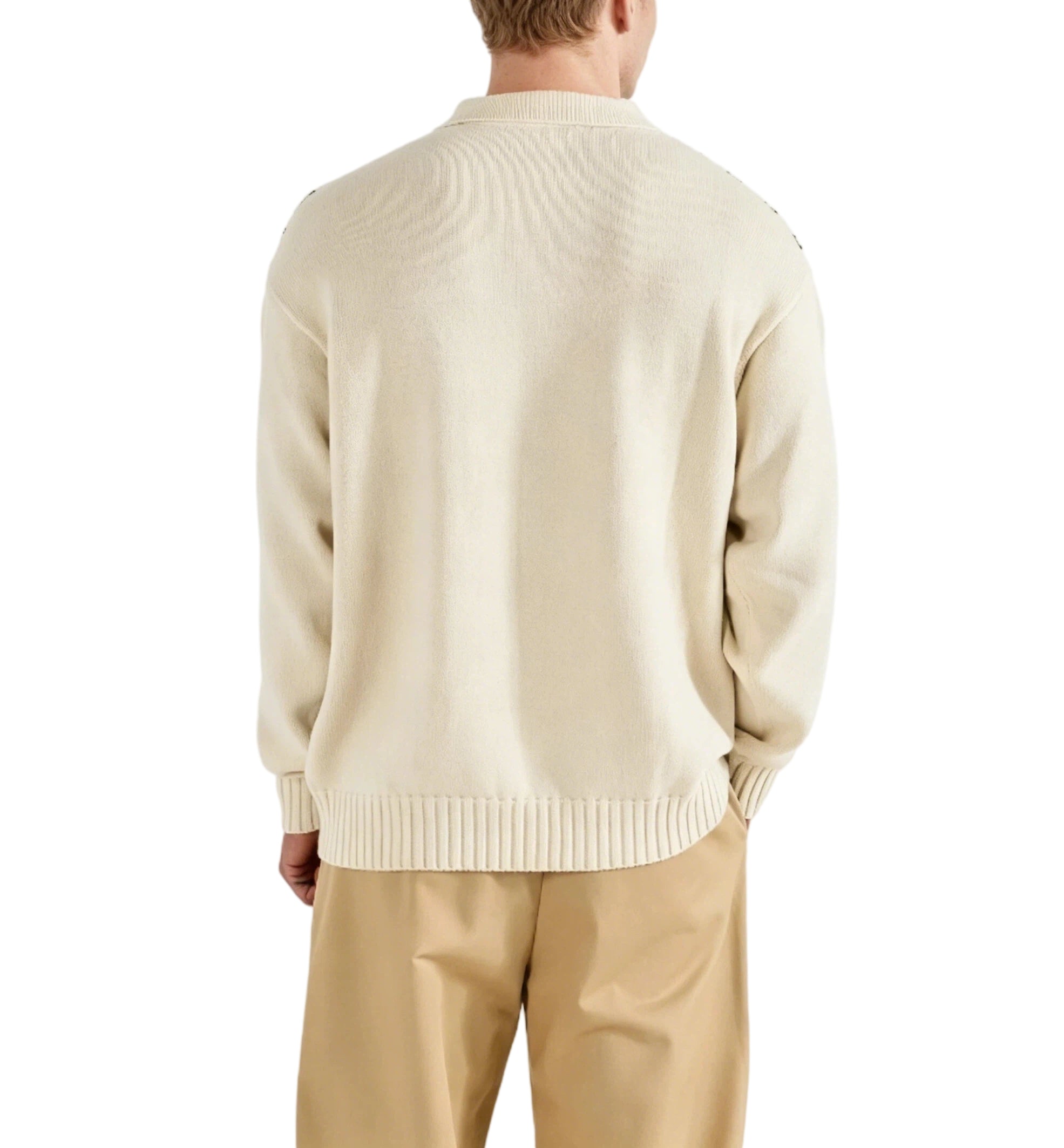 Malbon Links Polo Sweater Beige Beige golf sweater front view
