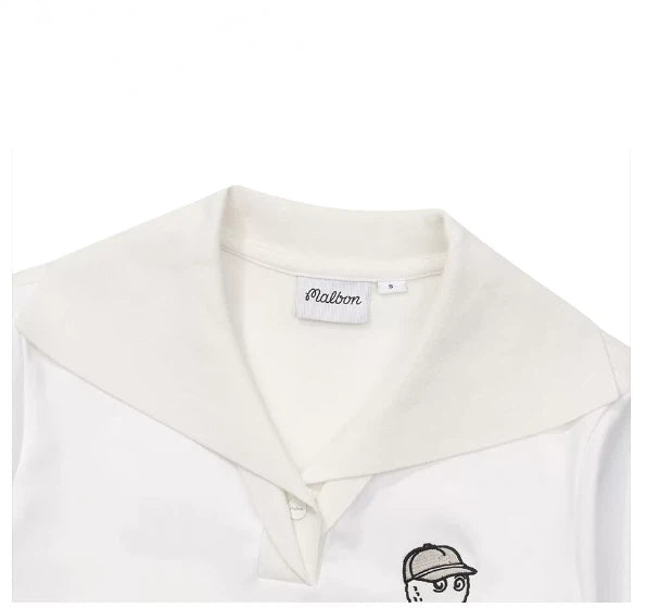 Malbon women ice silk golf polo placket and button close-up