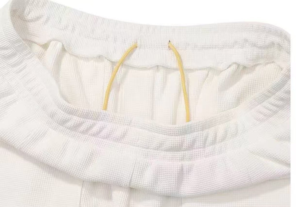 Malbon men's white golf shorts drawcord waist detail
