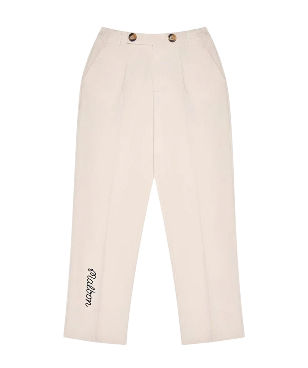 Malbon Golf Men's Solid Straight Leg Pants Beige straight leg golf pants front view