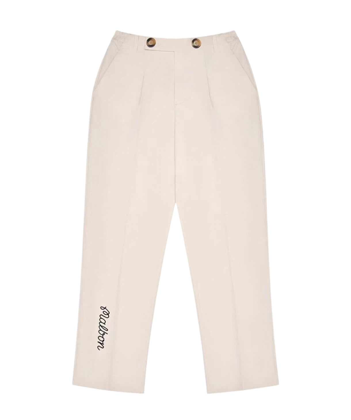 Malbon Golf Men's Solid Straight Leg Pants Beige straight leg golf pants front view