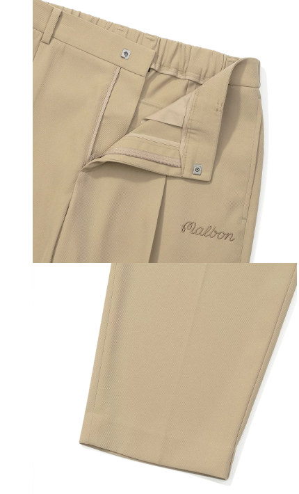 Malbon Studio Seoul Pintuck Straight Pant Beige golf pants front view