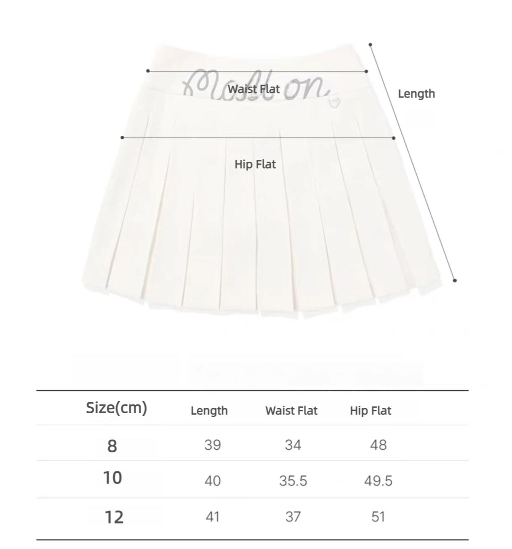 Malbon Women's Logo Pleated Golf Skort Beige size chart