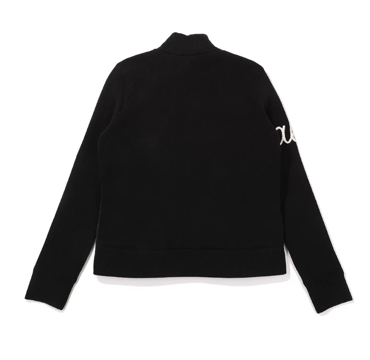 Malbon Women's Knit Down Golf Jacket Black golf jacket front view