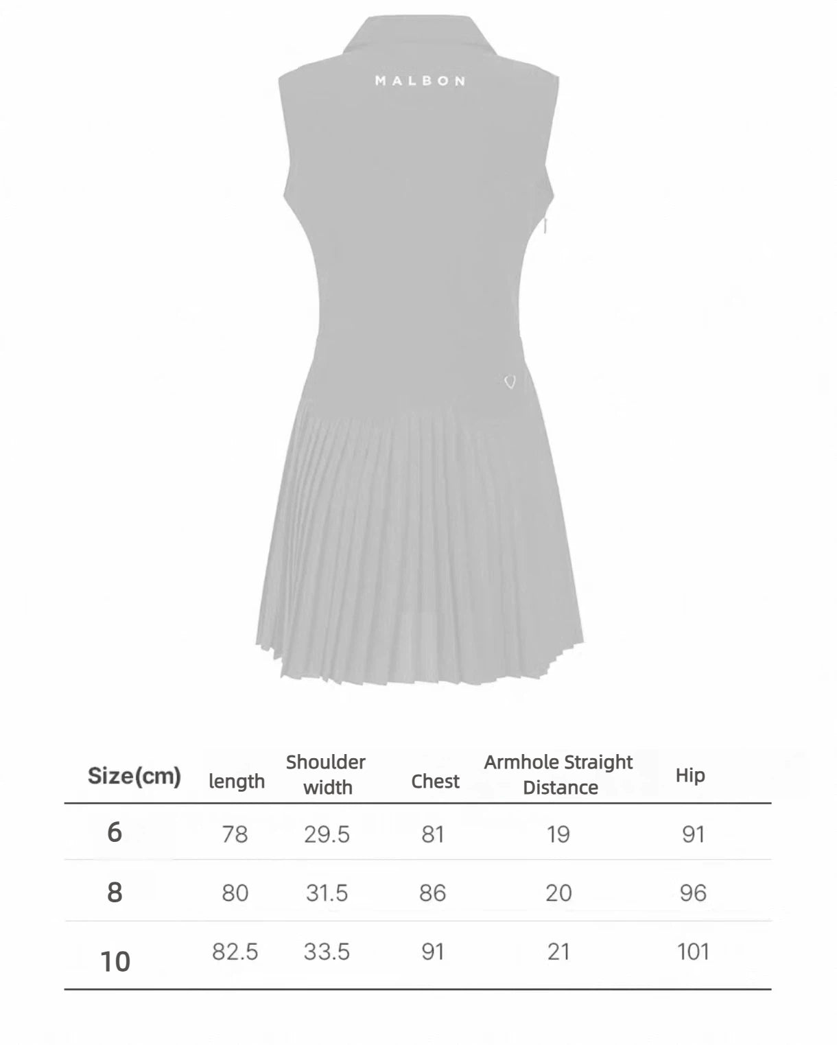 Malbon Studio Seoul Sleeveless Polo Golf Dress Black size chart