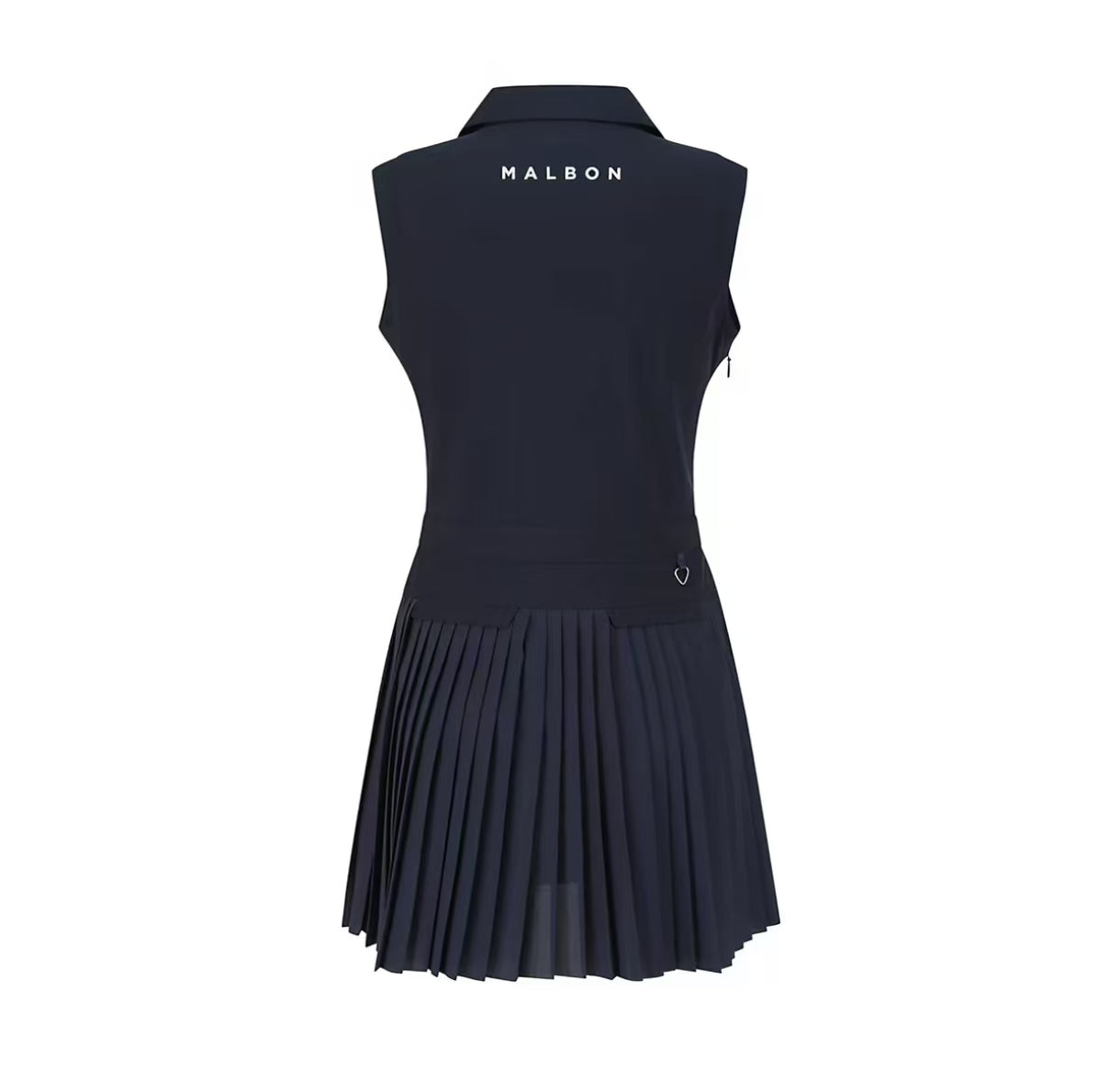 Malbon Studio Seoul Sleeveless Polo Golf Dress Black polo golf dress model-wearing view