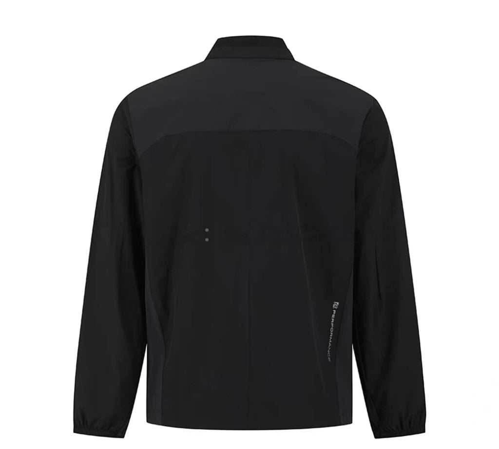 Malbon Studio Seoul Nylon Full-Zip Jacket Black nylon golf jacket front view