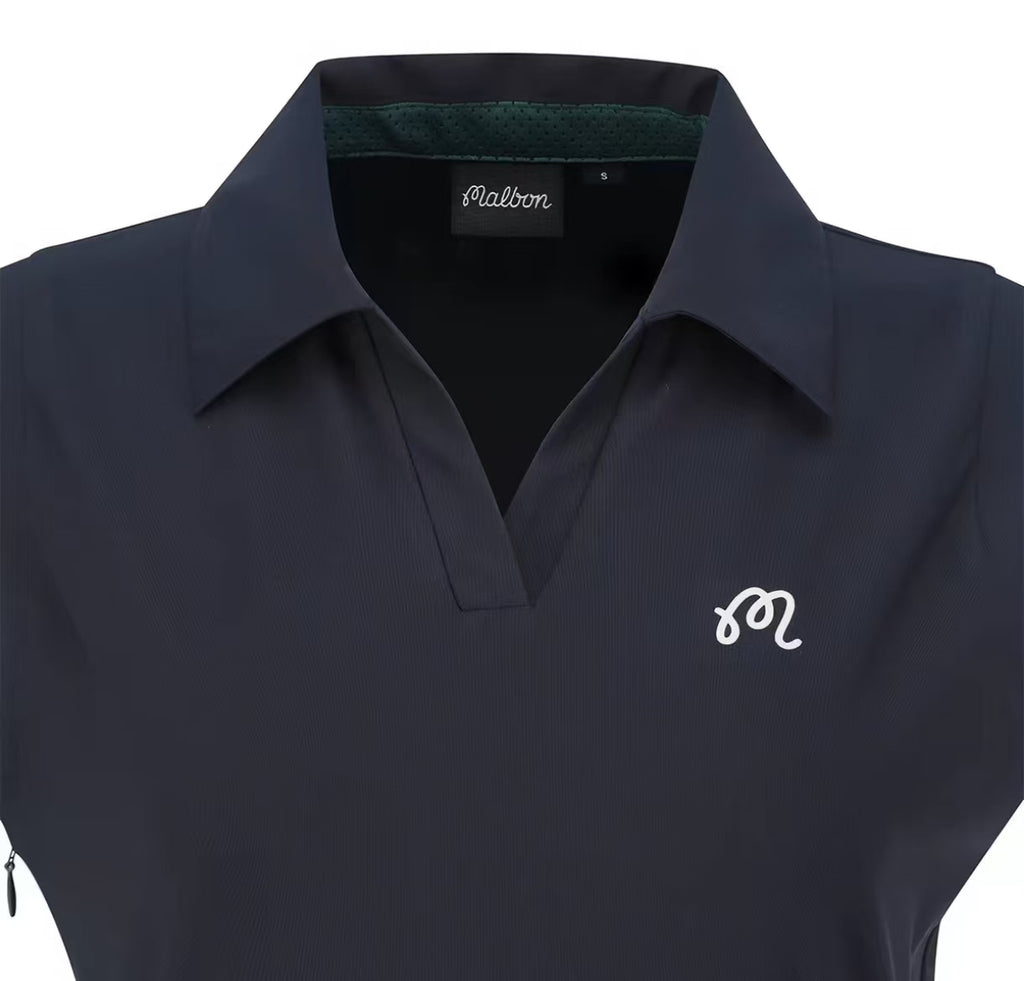 Malbon Studio Seoul Sleeveless Polo Golf Dress Black polo golf dress model-wearing view