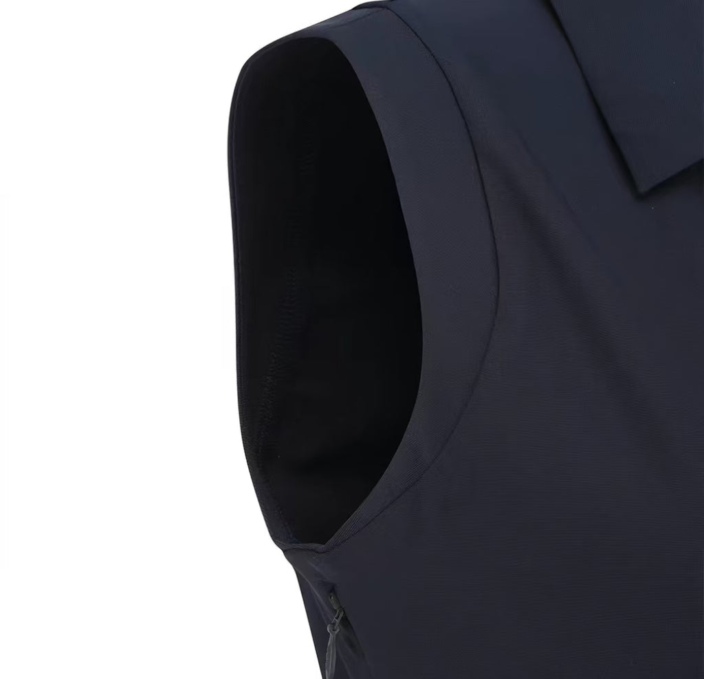 Malbon Studio Seoul Sleeveless Polo Golf Dress Black polo golf dress detail view