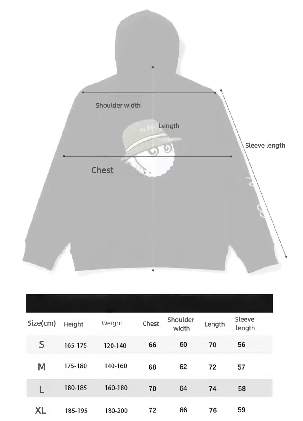 Malbon Men's Athletic Fleece Golf Hoodie Black size chart