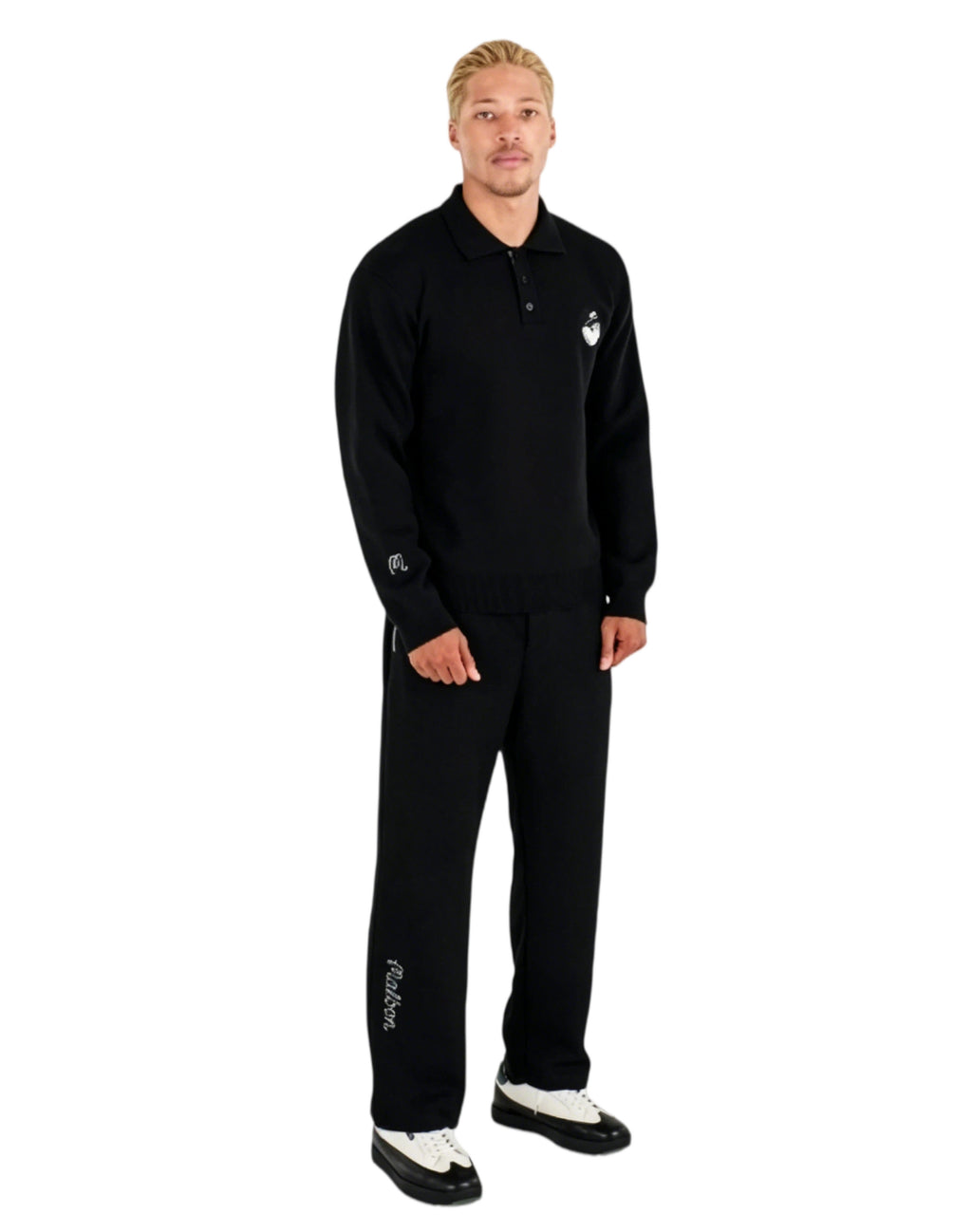 Malbon Studio Seoul Buckets Polo Sweater Black golf sweater front view