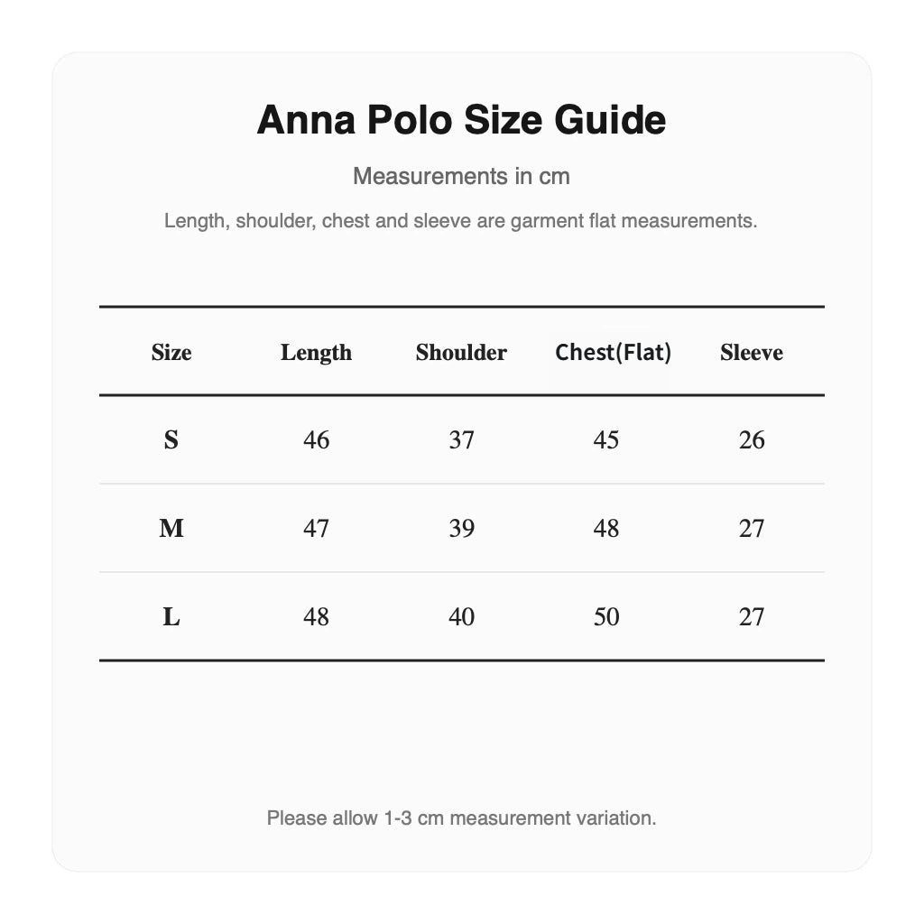 Malbon Anna Polo Black size chart