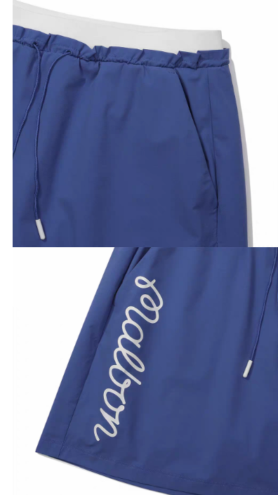 Malbon Studio Seoul Pintuck Flared Skirt Blue golf skirt front view