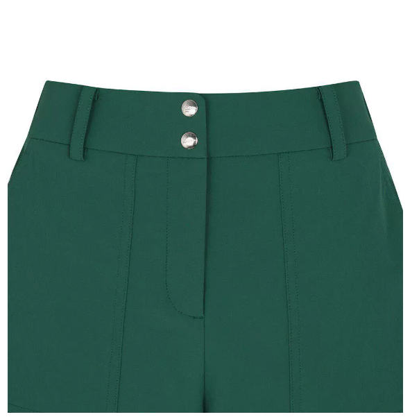 Malbon Women's Logo Quick-Dry Relaxed Shorts Green quick-dry golf shorts front view