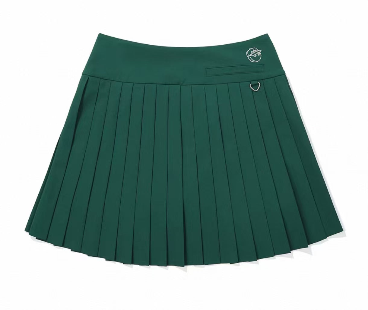 Malbon Women's Pleated A-Line Golf Skort With Shorts Green golf skort front view