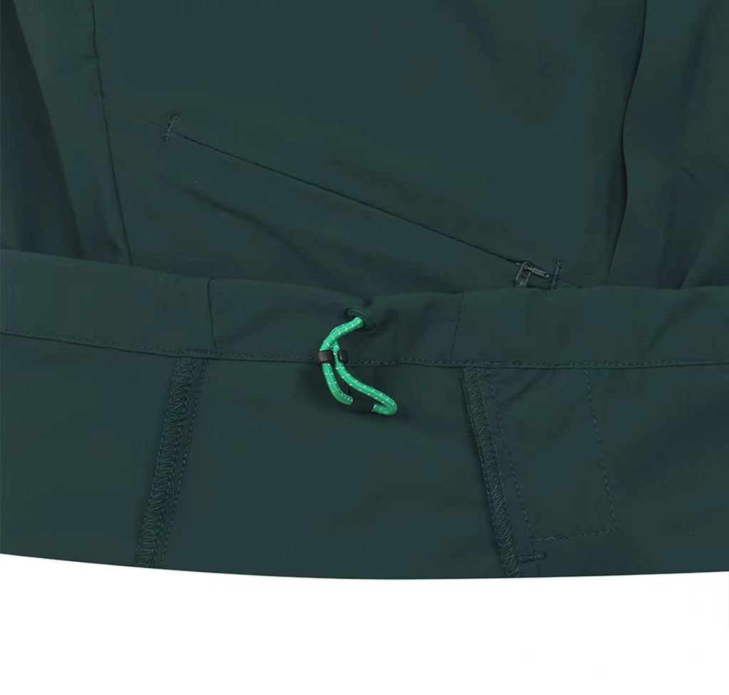 Malbon Studio Seoul Hybrid Anorak Green hybrid golf anorak logo and fabric detail