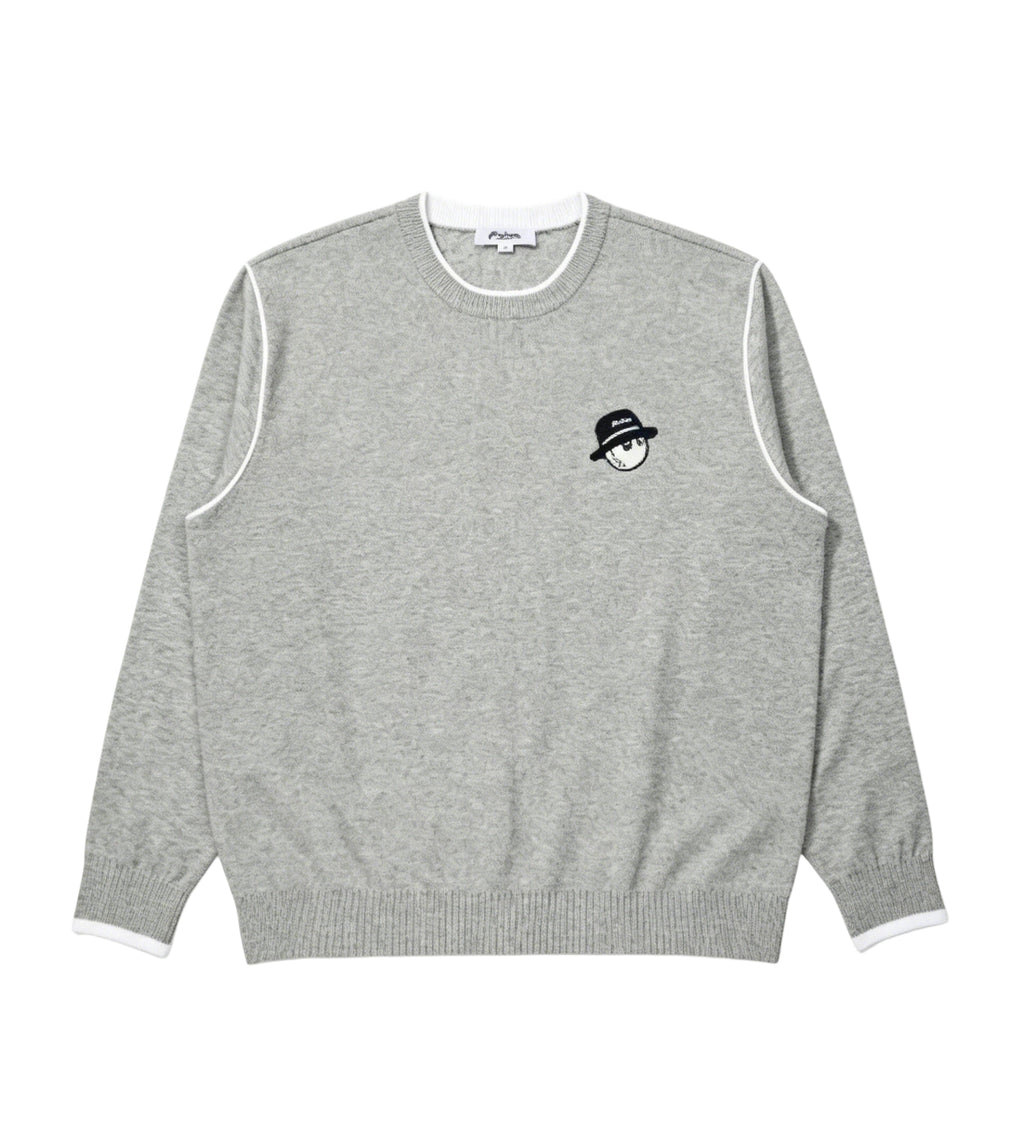 Malbon Studio Seoul Double-Knit Men's Pullover Grey golf pullover front view