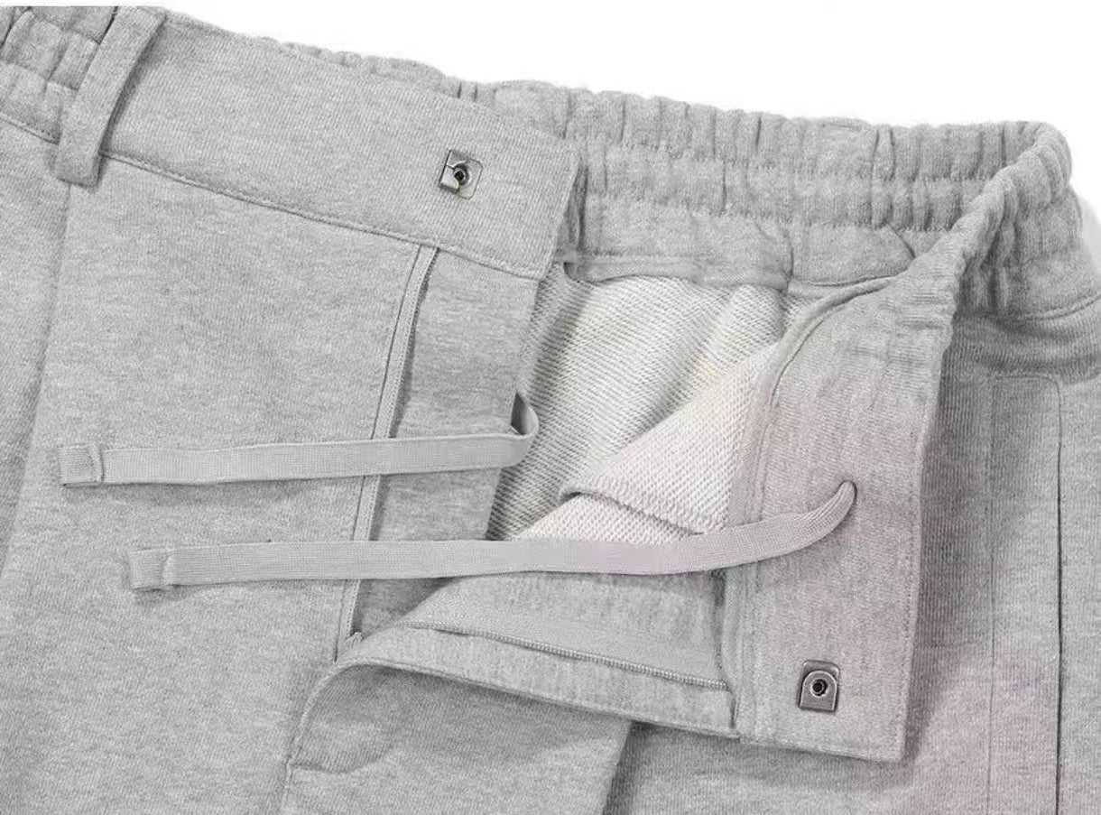 Malbon Men's Solid Embroidered Knit Shorts Grey knit golf shorts front view