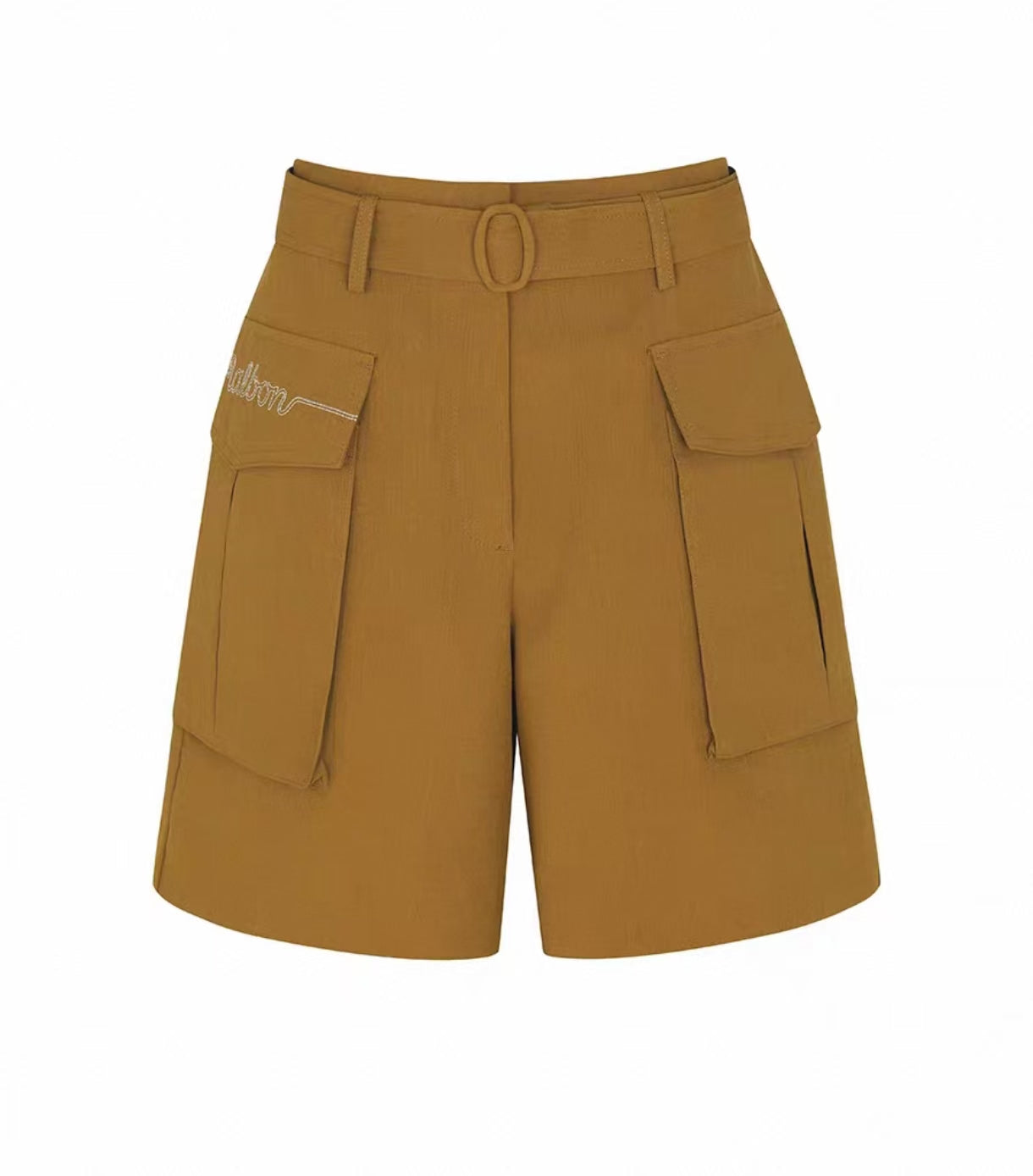 Malbon Women's Breathable Cargo Golf Shorts Khaki cargo golf shorts front view