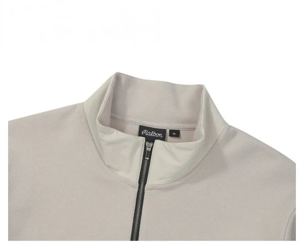 Malbon Men's Lightweight Casual Golf Jacket Khaki lightweight golf jacket model-wearing view