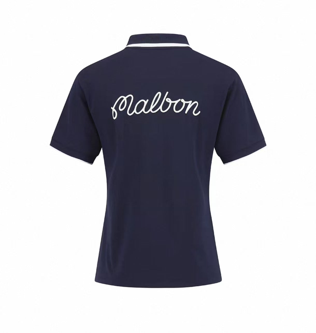 Malbon Women's Slim Fit Stretch Polo Shirt Navy Blue stretch golf polo front view