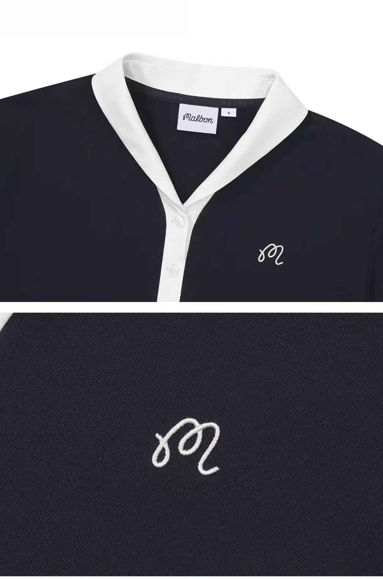 Malbon Women's Lightweight Breathable Golf T-Shirt Navy Blue golf t-shirt model-wearing view
