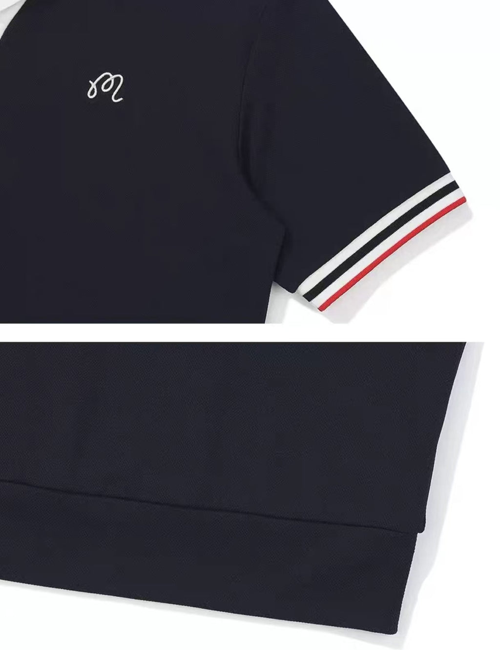 Malbon Women's Lightweight Breathable Golf T-Shirt Navy Blue golf t-shirt detail view