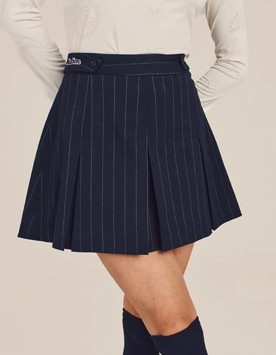 Malbon Kiera Skirt Navy Blue golf skirt front view