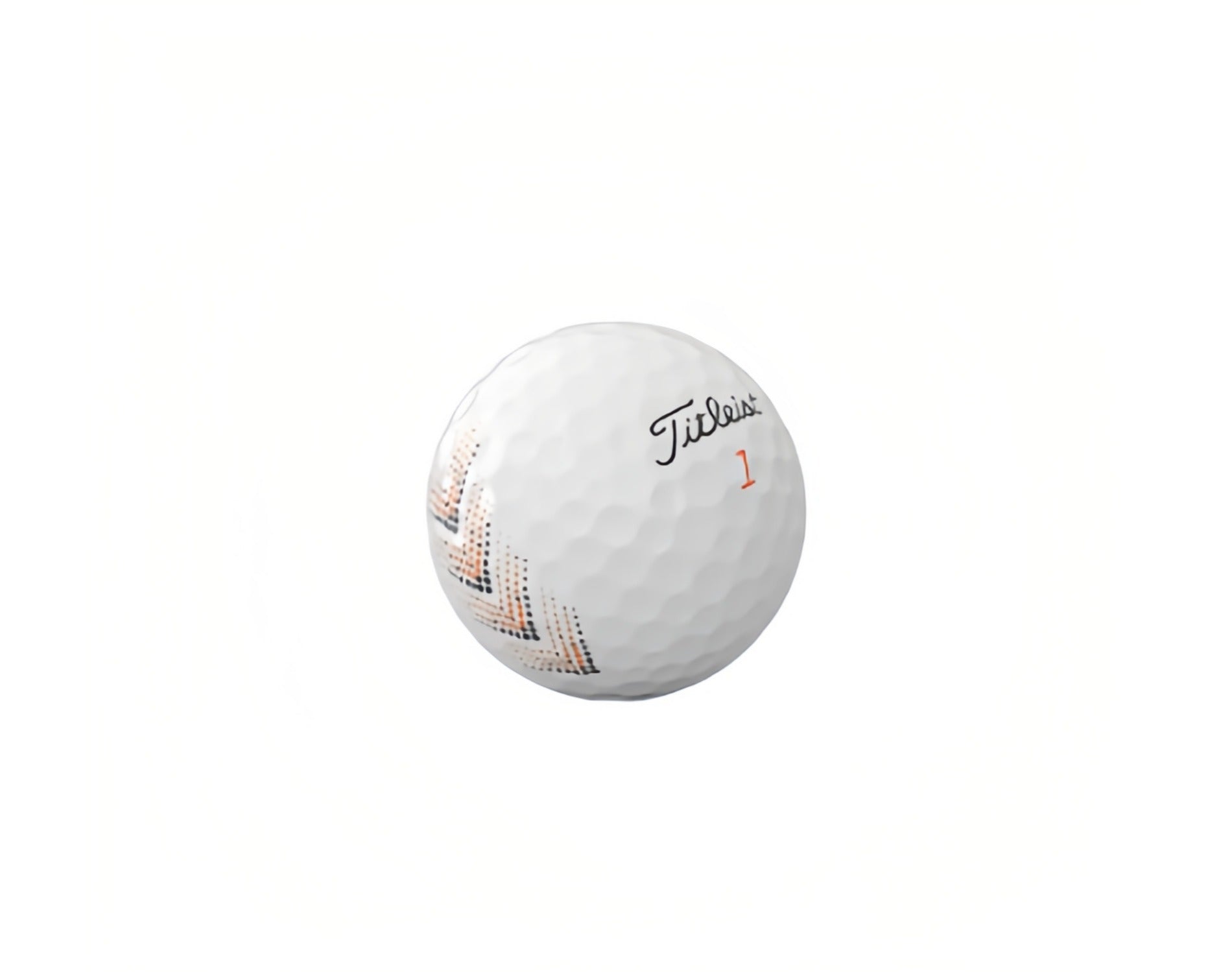 Close-up of a white Titleist Velocity 2026 golf ball. It features the black Titleist script logo, a red number 1, and the distinct chevron alignment pattern on the side.