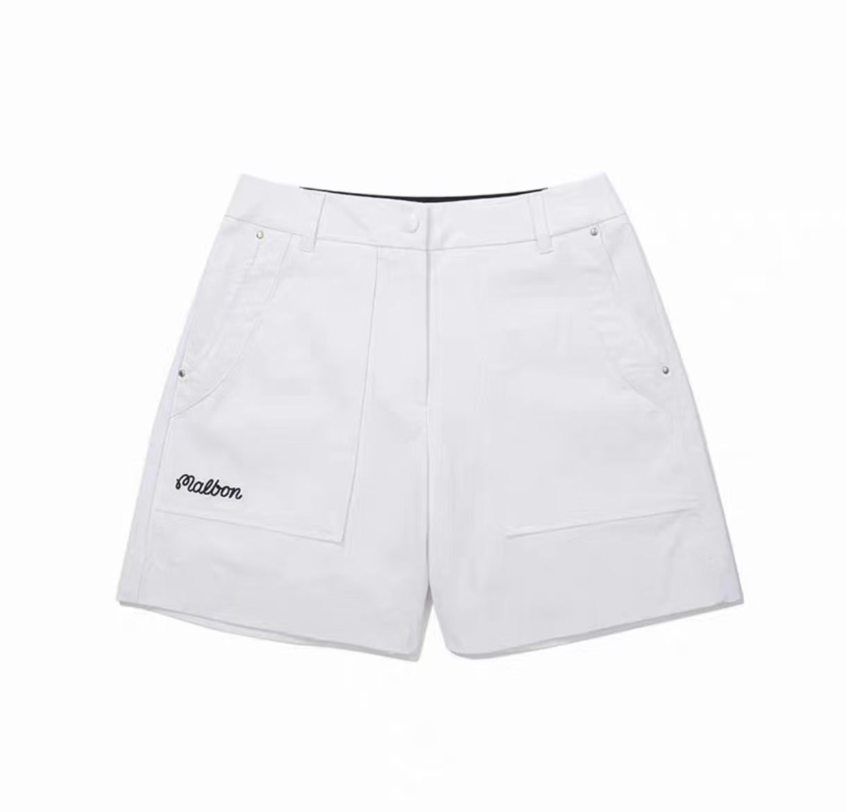 Malbon Women's Lightweight Quick-Dry Shorts White quick-dry golf shorts front view