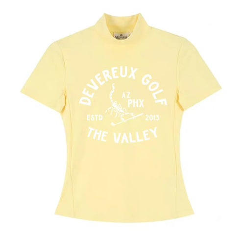 Devereux Golf Women’s Lightweight Quick-Dry Mock Neck Golf Shirt in Yellow - product view