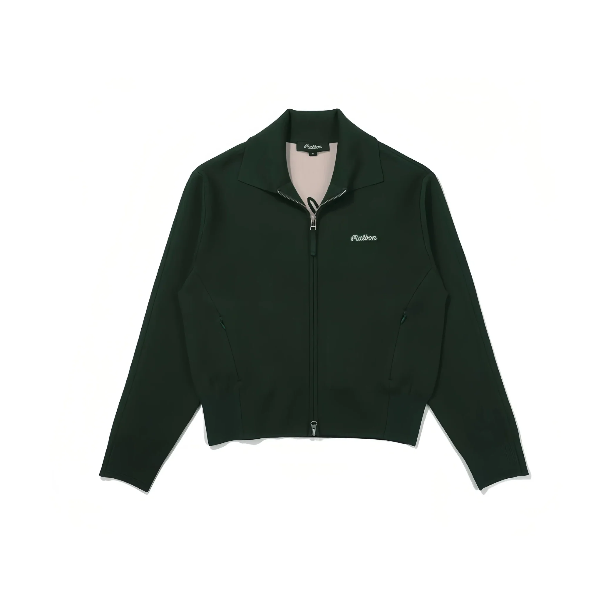 Malbon Women Golf Zip Jacket Casual Outerwear Green women's golf zip jacket front view