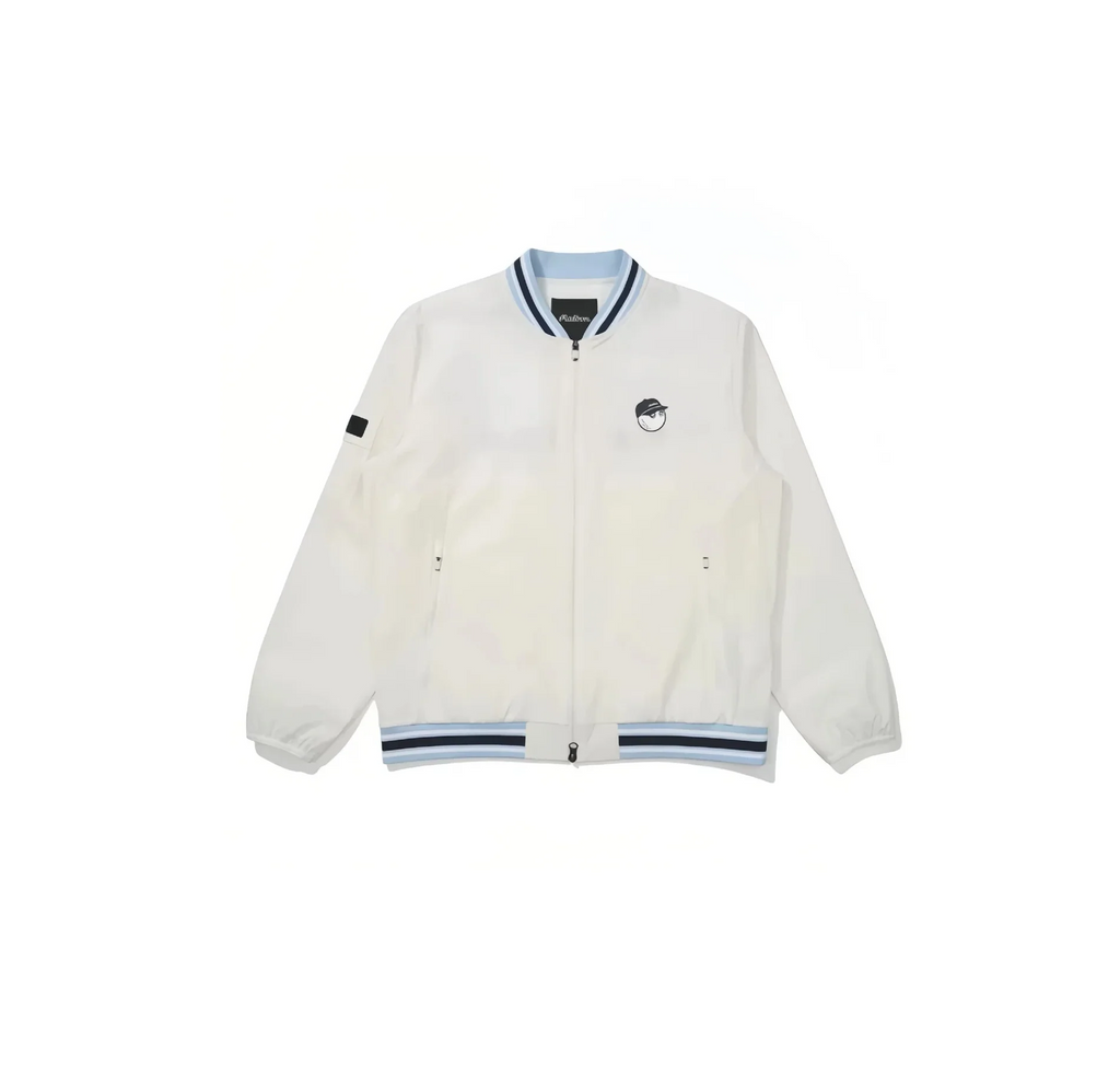 Malbon Men's Golf Zip Jacket - Breathable Sport Outerwear White front view