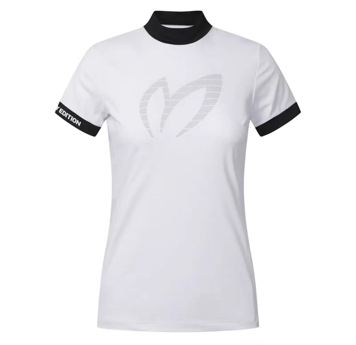 Women’s Summer Slim Stand Collar Golf Shirt in White - product view