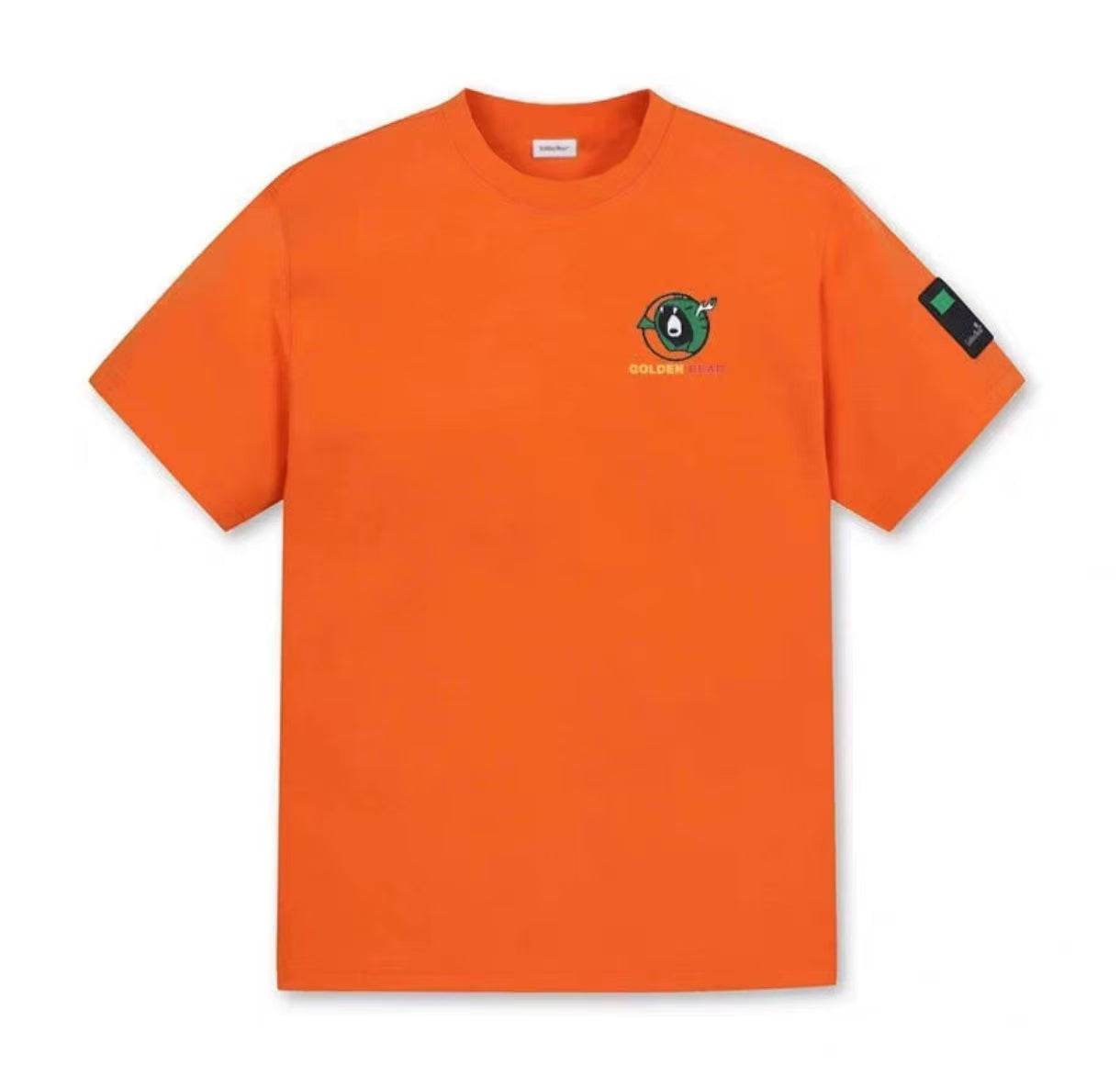 Golden Bear Orange cotton graphic golf T-shirt front view