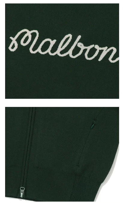 Malbon Women Golf Zip Jacket Casual Outerwear Green women's golf zip jacket fabric and trim detail