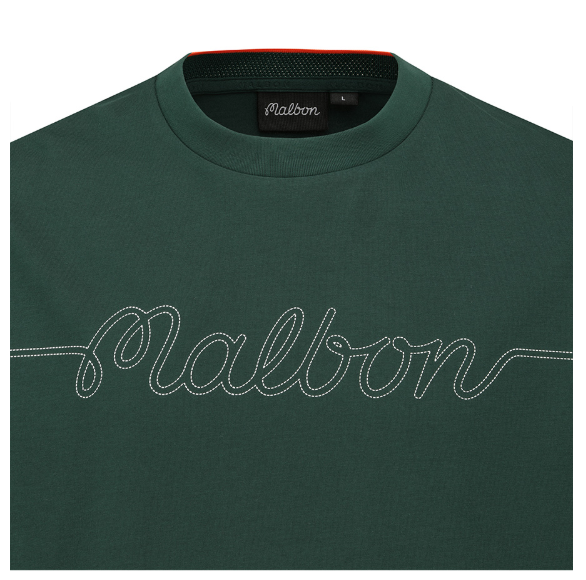 Malbon green T-shirt front Malbon graphic detail
