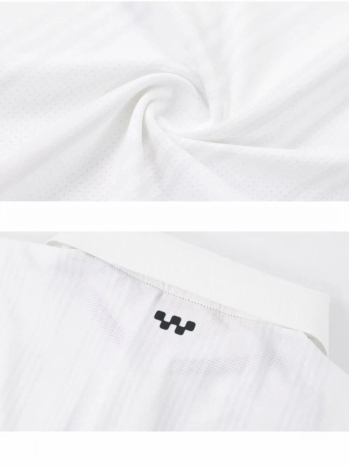 Devereux White golf polo fabric detail