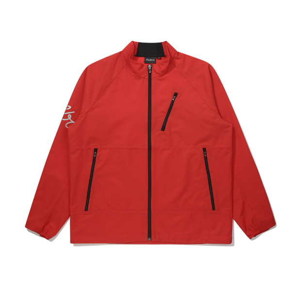 Malbon men's red stand collar windproof golf jacket front view