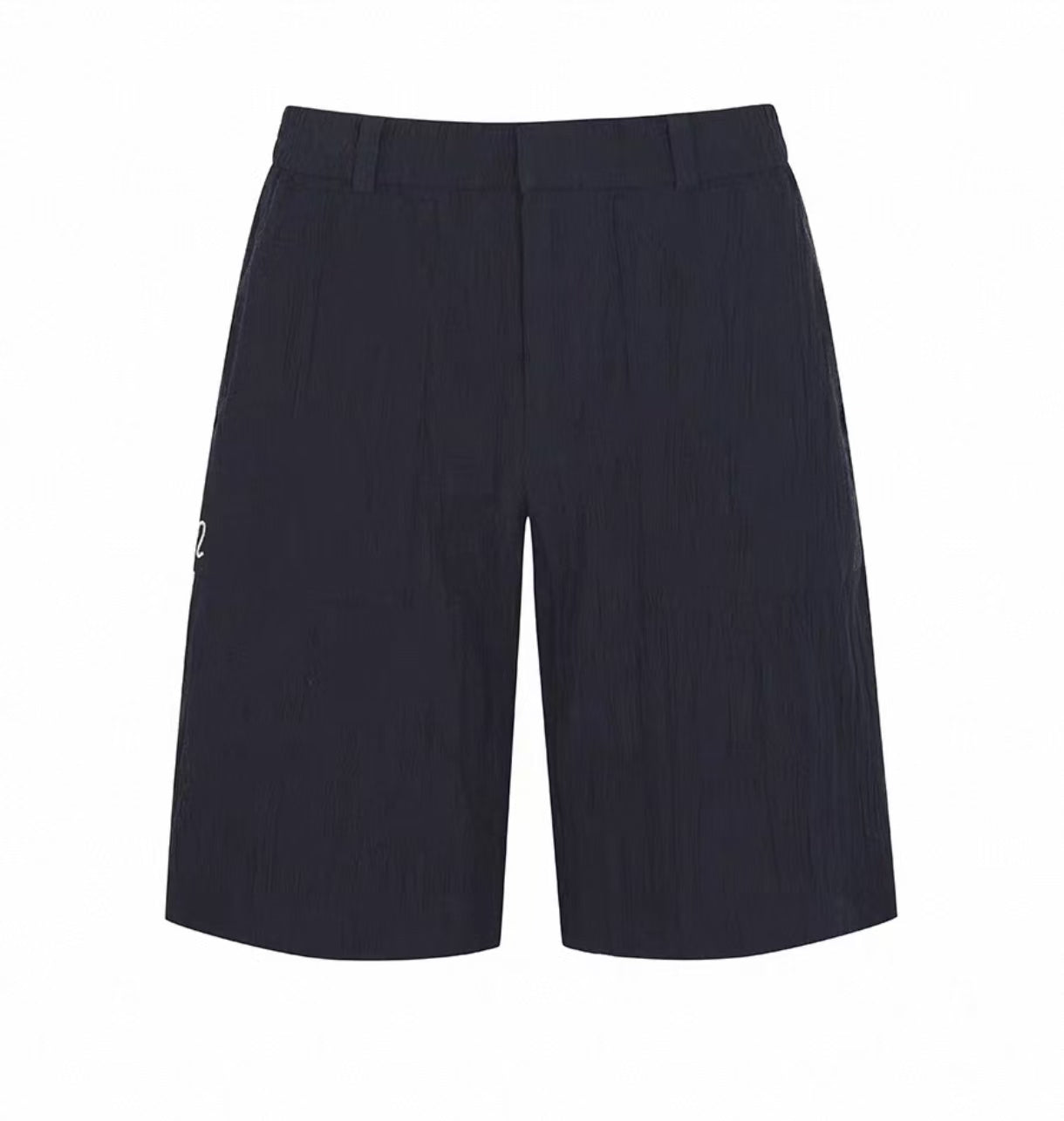 Malbon men's Elastic Waist Athletic Golf Shorts in Navy Blue, front view