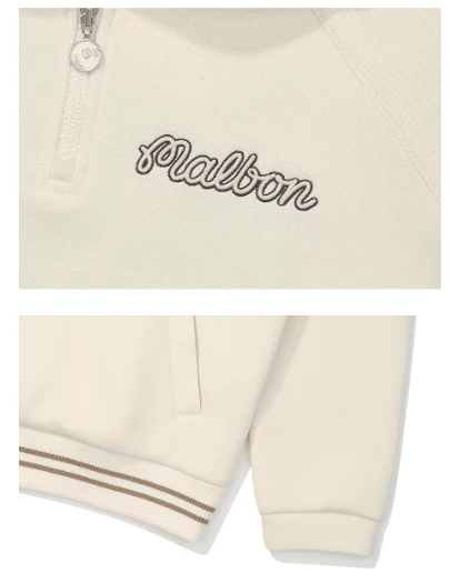 Malbon Women Golf Polo Sweatshirt Stand Collar Casual Jacket 2025 Autumn Winter Beige fabric and trim detail