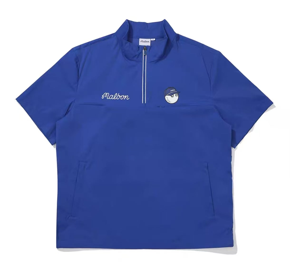 Malbon Unisex Quarter-Zip Golf Polo Shirt Blue quarter zip golf polo shirt front view